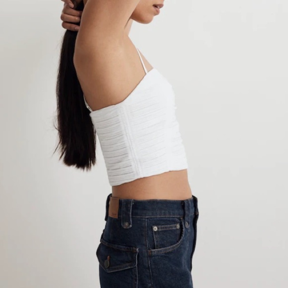 Madewell Poplin Crop Tube Top NWT in Eyelet White - Picture 4 of 7
